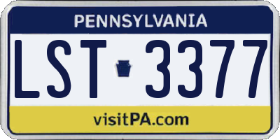 PA license plate LST3377