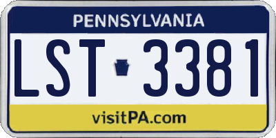 PA license plate LST3381