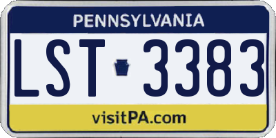 PA license plate LST3383