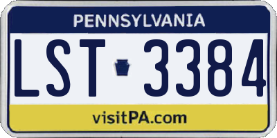 PA license plate LST3384