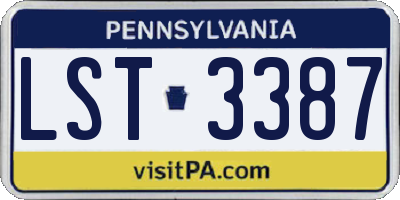 PA license plate LST3387