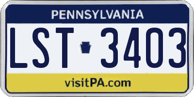 PA license plate LST3403