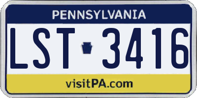 PA license plate LST3416