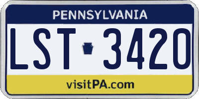 PA license plate LST3420