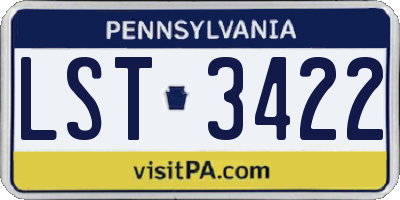PA license plate LST3422