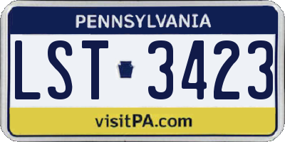 PA license plate LST3423