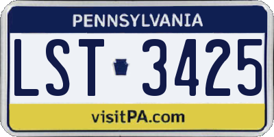 PA license plate LST3425