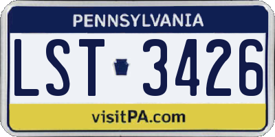 PA license plate LST3426