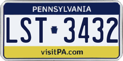 PA license plate LST3432