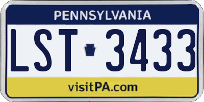 PA license plate LST3433