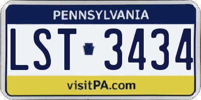 PA license plate LST3434