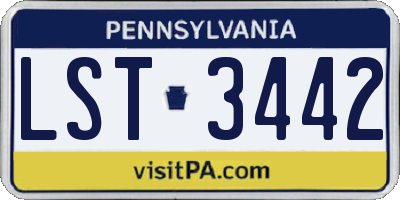 PA license plate LST3442
