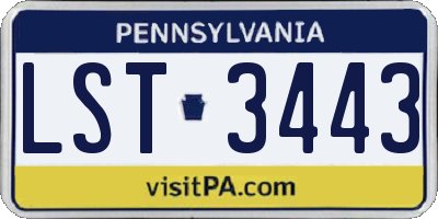PA license plate LST3443