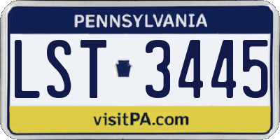 PA license plate LST3445