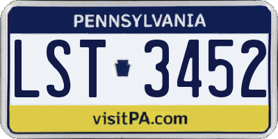 PA license plate LST3452