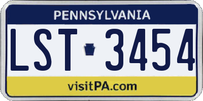 PA license plate LST3454