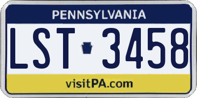 PA license plate LST3458