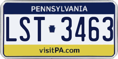 PA license plate LST3463