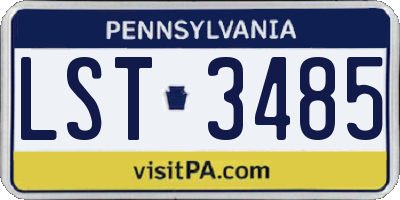 PA license plate LST3485
