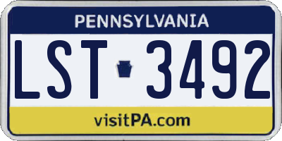 PA license plate LST3492