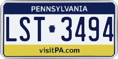 PA license plate LST3494