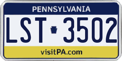 PA license plate LST3502