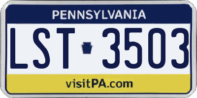 PA license plate LST3503