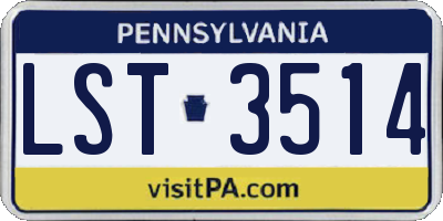 PA license plate LST3514