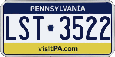 PA license plate LST3522