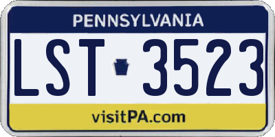 PA license plate LST3523