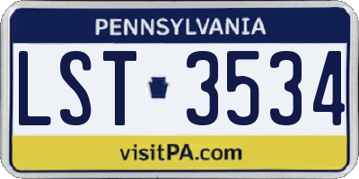 PA license plate LST3534