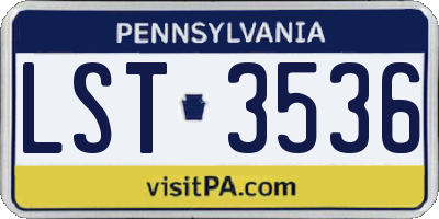 PA license plate LST3536