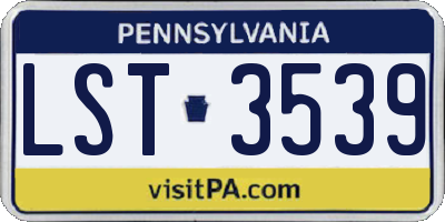 PA license plate LST3539