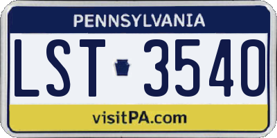 PA license plate LST3540