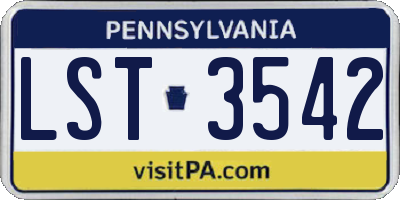 PA license plate LST3542
