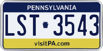 PA license plate LST3543