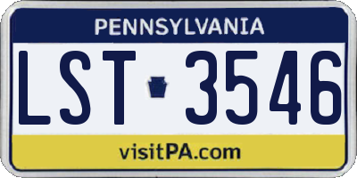 PA license plate LST3546