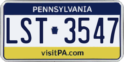 PA license plate LST3547