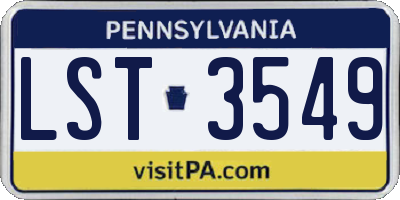 PA license plate LST3549