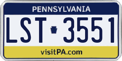 PA license plate LST3551