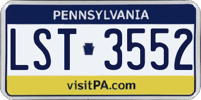 PA license plate LST3552