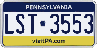 PA license plate LST3553