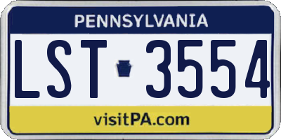 PA license plate LST3554