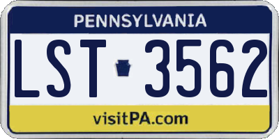 PA license plate LST3562