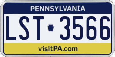 PA license plate LST3566