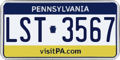 PA license plate LST3567