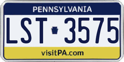 PA license plate LST3575