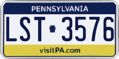 PA license plate LST3576