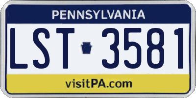 PA license plate LST3581