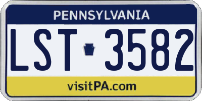 PA license plate LST3582